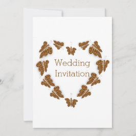 Invitación Boda de diseño de mariposas de color chocolate