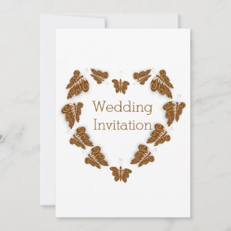 Invitación Boda de diseño de mariposas de color chocolate