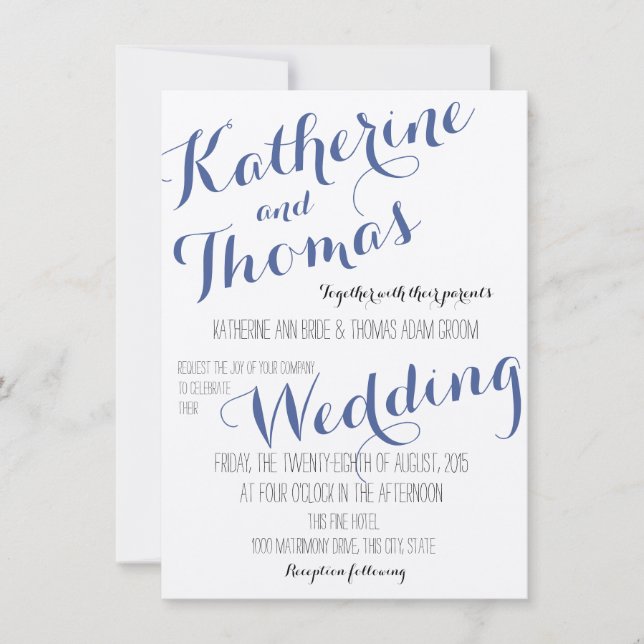 Invitación Boda de diseño de tipografía de elegancia rústica (Anverso)