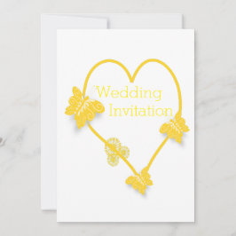Invitación Boda de diseño del corazón de mariposa amarillo