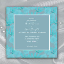 Boda de diseño floral azul Verde azulado de acuare