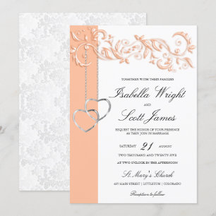 Invitación Boda de diseño floral de Peach 