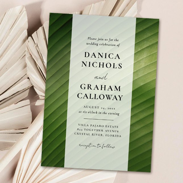 Invitación Boda de diseño medio de la hoja plástica tropical  (Subido por el creador)