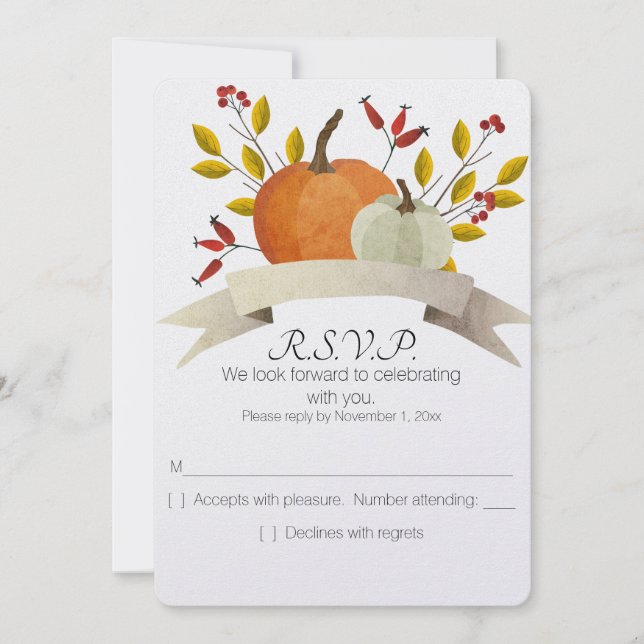 Invitación Boda de diversión de calabaza/Día de Acción de Gra (Anverso)