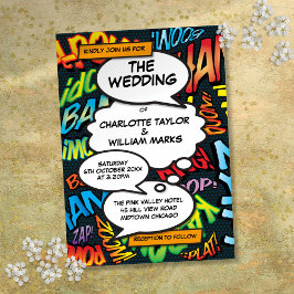 Invitación Boda de diversiones moderno de historietas