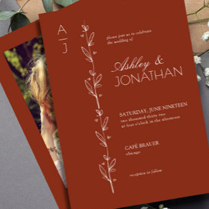 Invitación Boda de divisor botánico moderno fotografia de sec