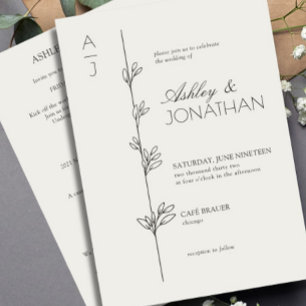 Invitación Boda de divisor botánico moderno todo en uno