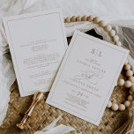 Invitación Boda de doble cara de monograma dorado romántico<br><div class="desc">Esta romántica invitación a una boda de dos caras con monograma dorado es perfecta para un simple boda. El moderno diseño clásico presenta vistosos remolinos y florituras con una preciosa y elegante tipografía de Relieve metalizado de oro con chaflán a mano con letras falsas y oro. Guarde el papel incluyendo...</div>