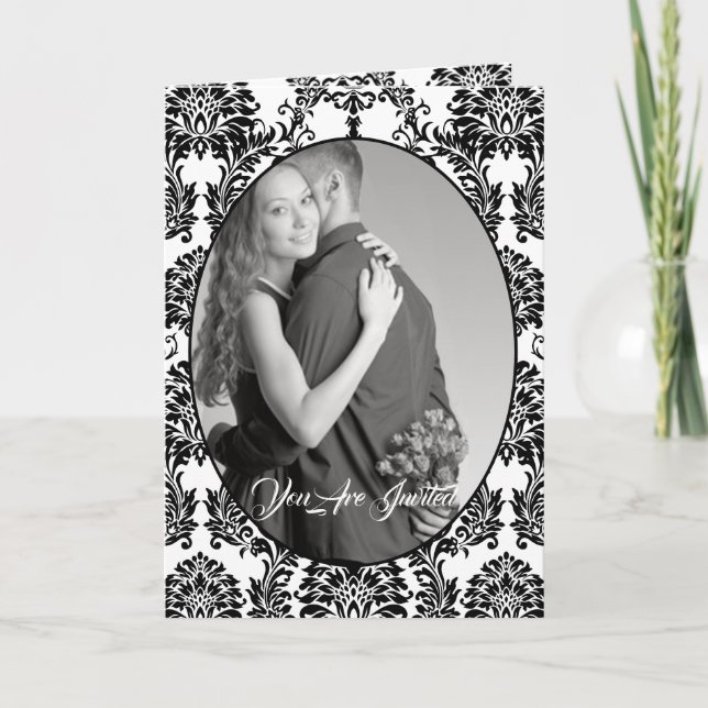 Invitación Boda de doble de fotos en blanco y negro (Anverso)