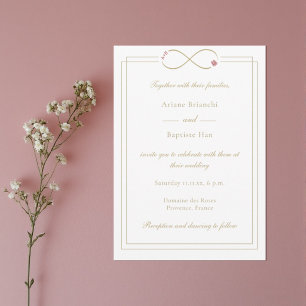 Invitación Boda de Doble Felicidad con Monograma de Amor Infi