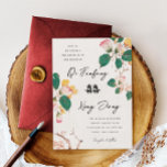 Invitación Boda de doble felicidad de florecimiento antichino<br><div class="desc">Símbolo de doble felicidad (color y escala editables,  o eliminar) entre nombres de parejas,  y pintura de flores antiguas en el dominio público: Página de Shi Zhu Zhai (1644-1911) de Hu Zhengyan.</div>