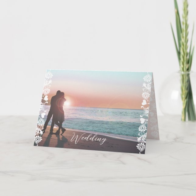 Invitación Boda de doble plegado para el guarnecido de damasc (Anverso)