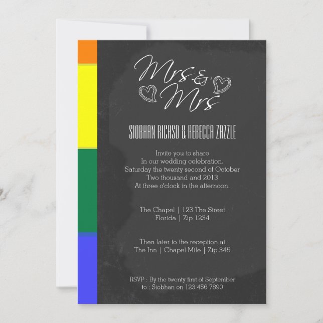 Invitación Boda De Doodle Cardíaco De Placa Con Detalle De Or (Anverso)