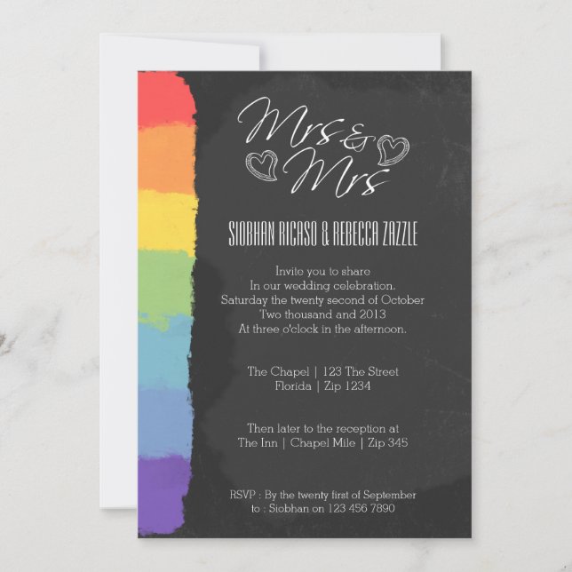 Invitación Boda De Doodle Cardíaco De Placa Con Detalle De Or (Anverso)