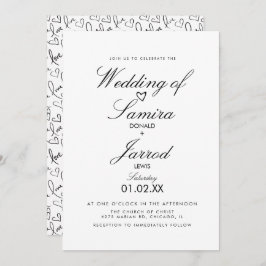 Invitación Boda de Doodle con amor y corazón dibujado a mano