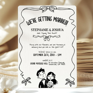 Invitación Boda de Doodle de Ilustracion de la pareja dibujad