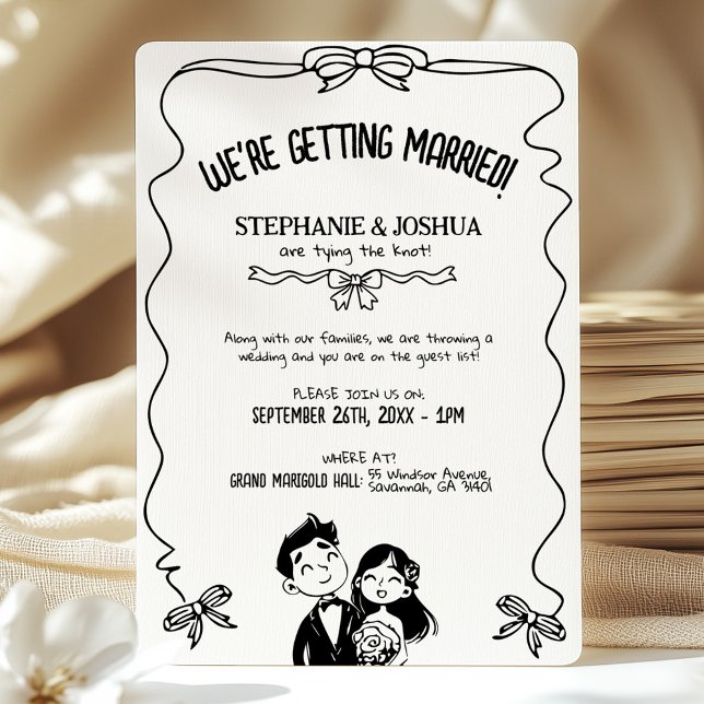 Invitación Boda de Doodle de Ilustracion de la pareja dibujad (Subido por el creador)