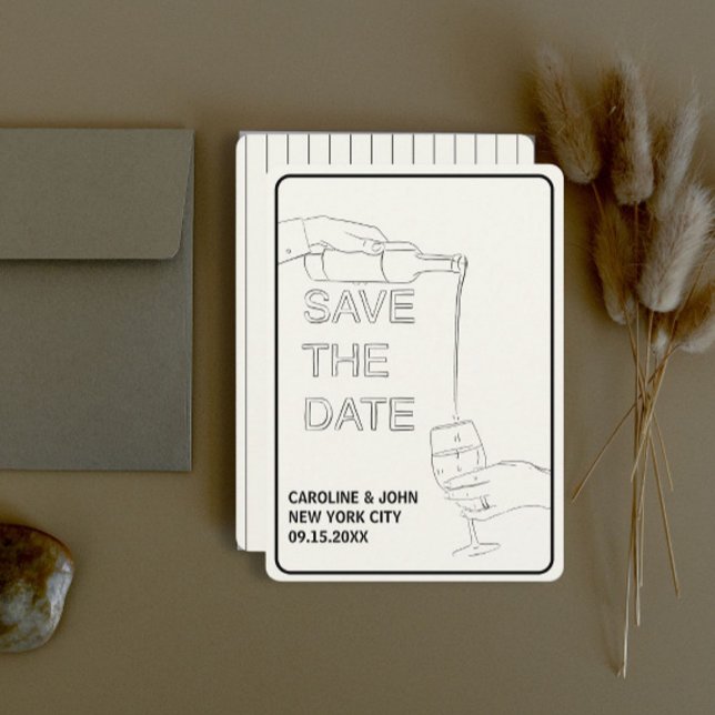 Invitación Boda De Doodle De Vino Salva La Fecha (Subido por el creador)