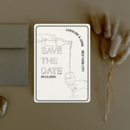 Invitación Boda De Doodle De Vino Salva La Fecha