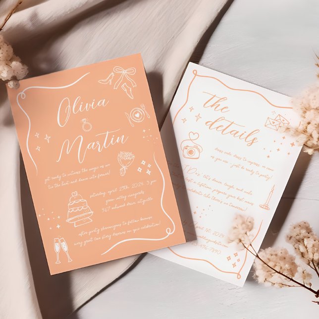 Invitación Boda de Doodle Peach dibujado por mano (Subido por el creador)