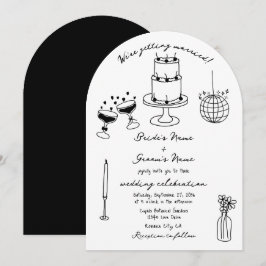 Invitación Boda de Doodles de Ilustraciones negros dibujados
