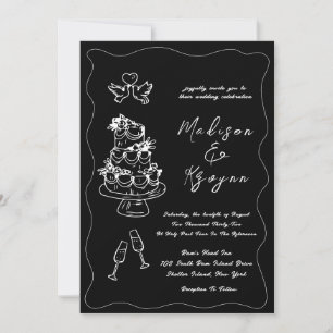 Invitación Boda de Doodles dibujados a mano caprichosa