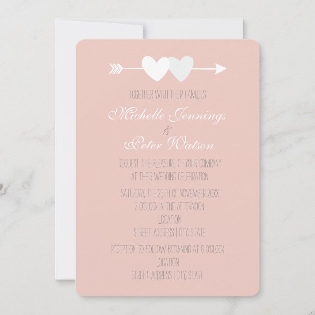 Invitación Boda de dos corazones (Anverso)
