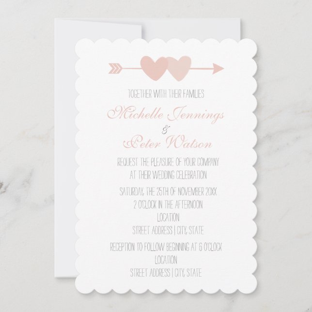 Invitación Boda de dos corazones (Anverso)