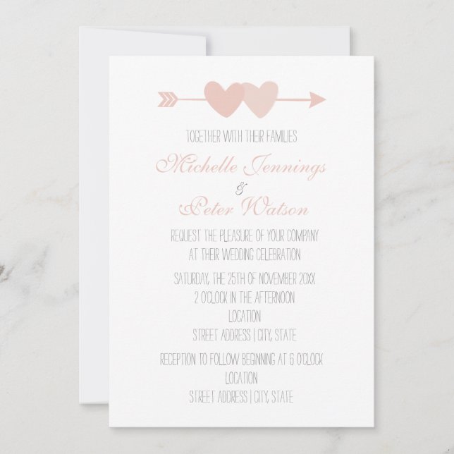 Invitación Boda de dos corazones (Anverso)