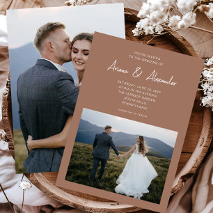 Invitación Boda de dos fotos rico en guión simple