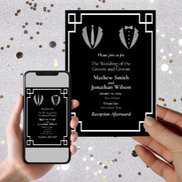 Invitación Boda de dos Grooms Gay Tuxedo
