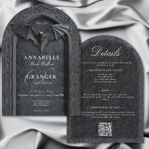Invitación Boda de dos lados del arco negro de barba gótica d