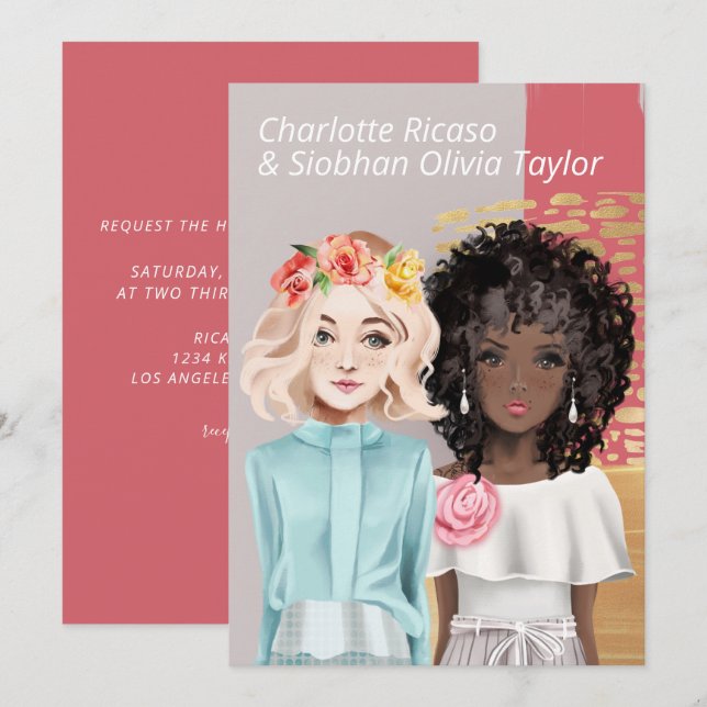 Invitación Boda de dos novias (Anverso / Reverso)