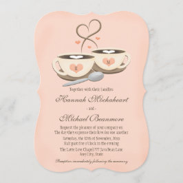 Invitación Boda de dos tazas de café monogramadas de Rubor
