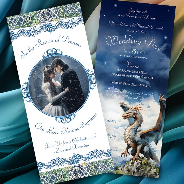 Invitación Boda de Dragón Celta Azul Turquesa (Subido por el creador)
