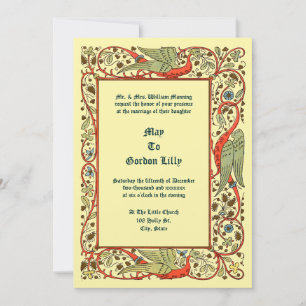 Invitación Boda de dragones florales de estilo medieval vinta