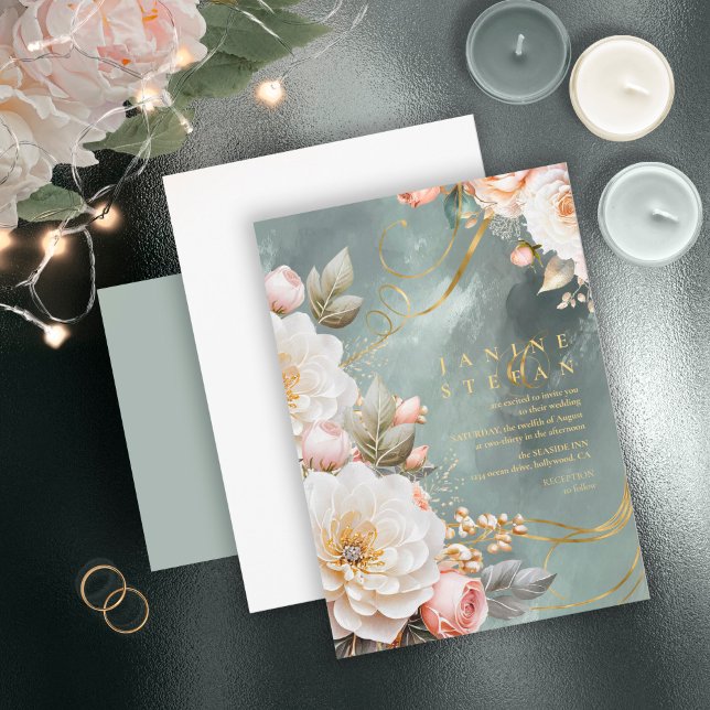 Invitación Boda de drama floral Green ID1022 (Subido por el creador)