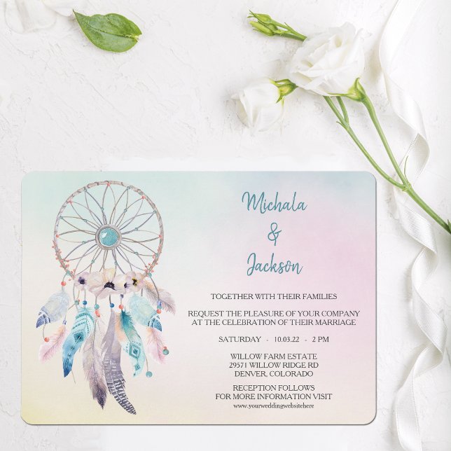 Invitación Boda de Dreamcatcher Colors Pastel (Subido por el creador)