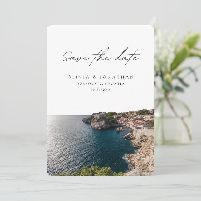 Invitación Boda de Dubrovnik salve la fecha Boda de Croacia (Anverso de pie)