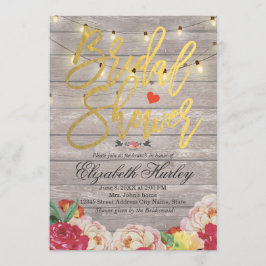 Invitación Boda de ducha con flores de madera y cadenas