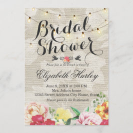 Invitación Boda de ducha de novia floral y lineal