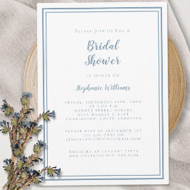Invitación Boda de ducha de novia moderno elegante azul turbi