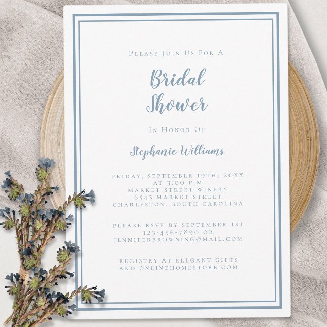 Invitación Boda de ducha de novia moderno elegante azul turbi (Subido por el creador)