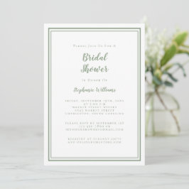 Invitación Boda de ducha de novia moderno Elegante Sage Green