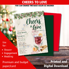 Invitación Boda de ducha de novias con vino mulado de inviern