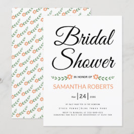 Invitación Boda de ducha de novias de melocotón de tipografía