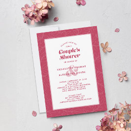 Invitación Boda de ducha de pareja magenta color rojo moderno