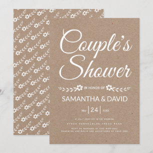 Invitación Boda de ducha de una pareja de papel tipográfico