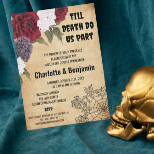 Invitación Boda de Ducha para Pareja Vintage de Halloween