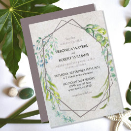 Invitación Boda de ecología de color de agua de eucalipto rús